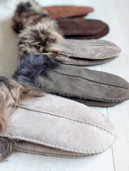 Long Wool Cuff Sheepskin Mittens