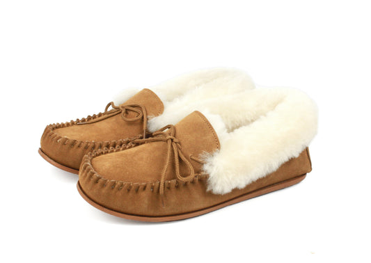 Sasha Sheepskin Moccasin Slippers (hard sole)