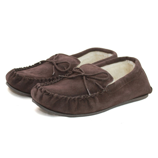 GSM1/S Unisex Sheepskin Lined Moccasin Hard Sole Brown