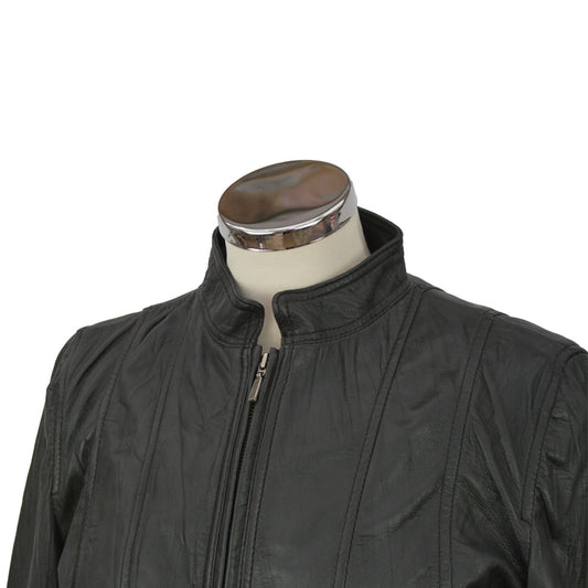 Womens Leather Jacket With Stand Up Collar