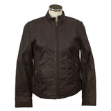 Ladies Leather Jacket With Stand Up Collar