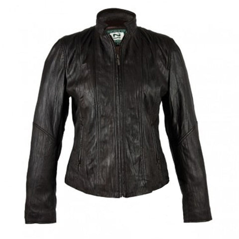 Womens Leather Jacket With Stand Up Collar