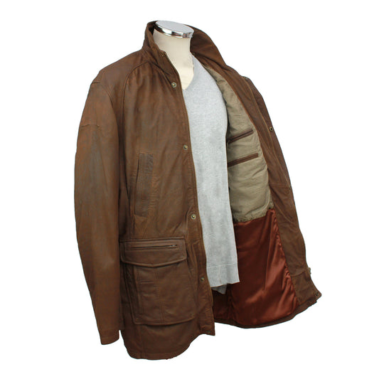Men's Mid-Length Leather Jacket