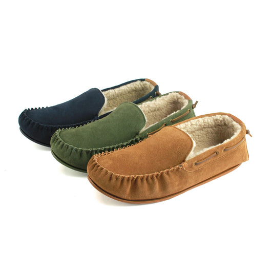 Owen Mens Fleece Lined Moccasin Hard Sole