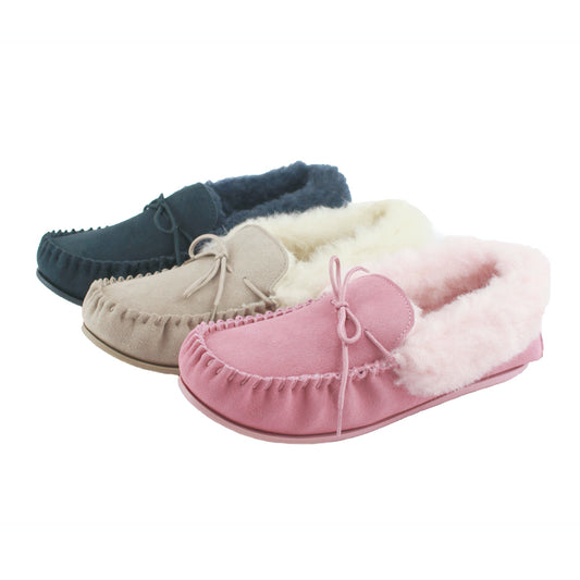 Willow  Ladies Wool Lined Moccasin With Sole