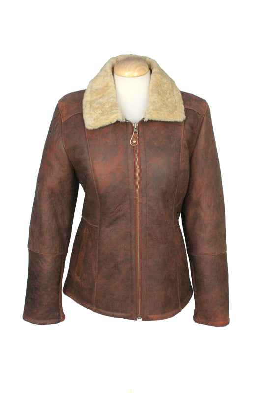 Hillary  Straight Zip Aviator Finish Jacket