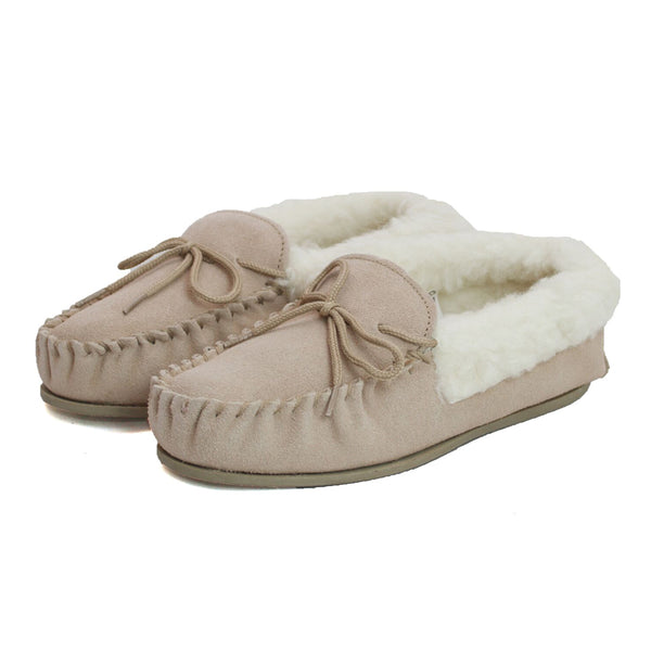 LSM1/S Ladies Sheepskin Lined Moccasin With Hard Sole