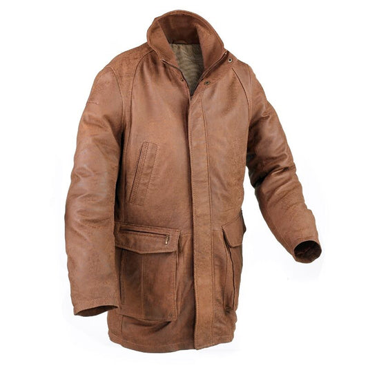 Men's Mid-Length Leather Jacket